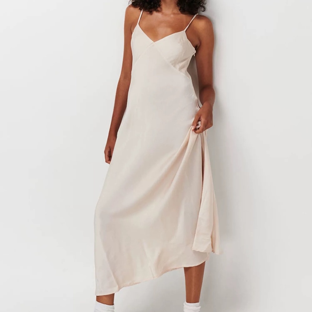 Long Satin Dress - Champagne Sz S